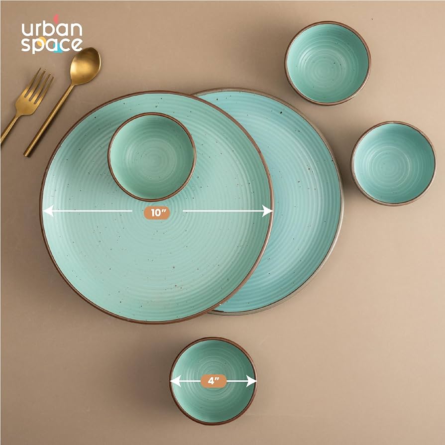 Speckled Matte Teal Stoneware Dinner Set
