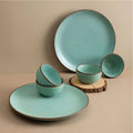 Speckled Matte Teal Stoneware Dinner Set